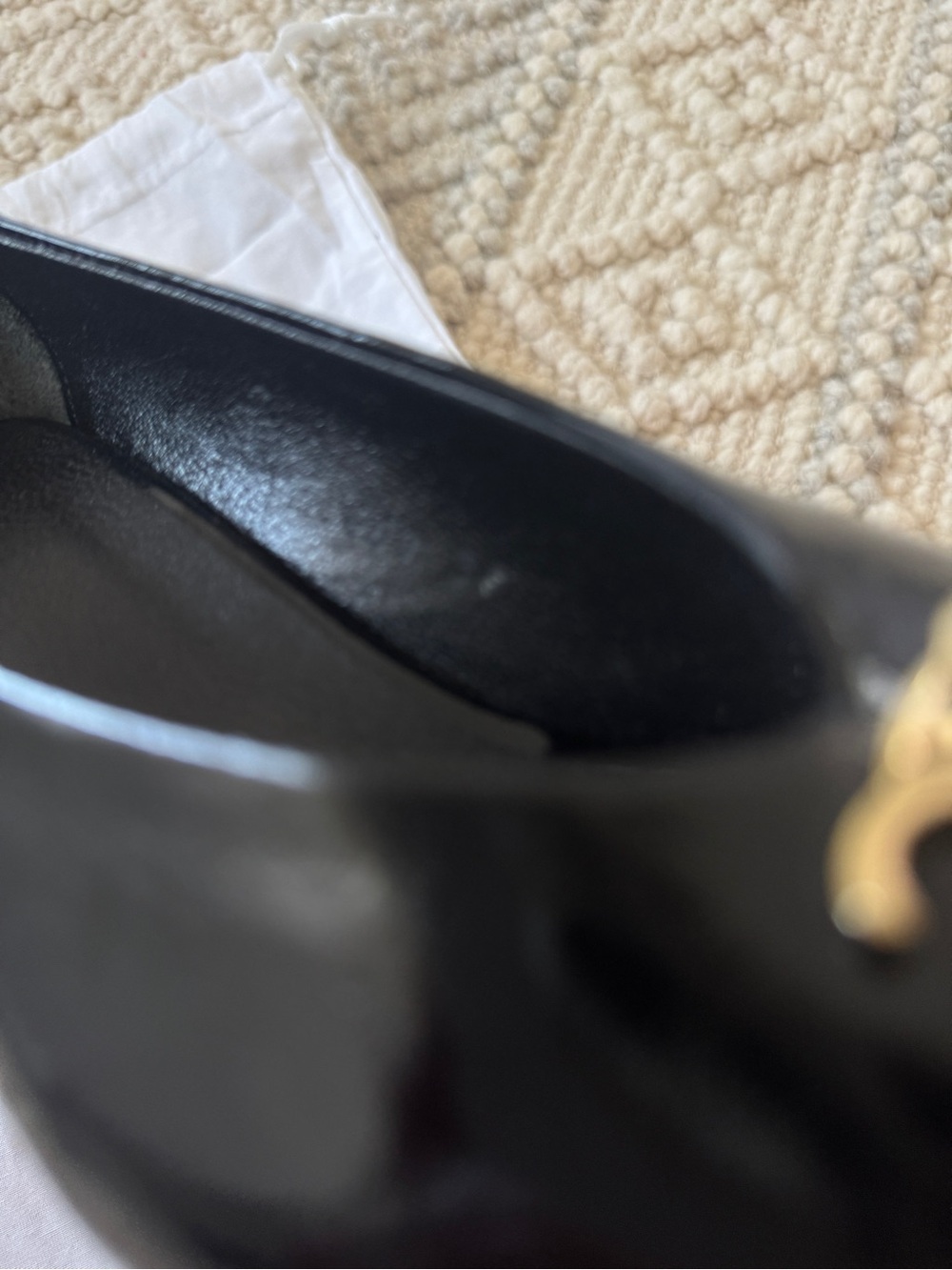 Celine Black Patent Leather Pumps with Gold Double C Logo - Picture 12 of 12